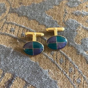 PINK enamel gold plated and enamel cuff links.